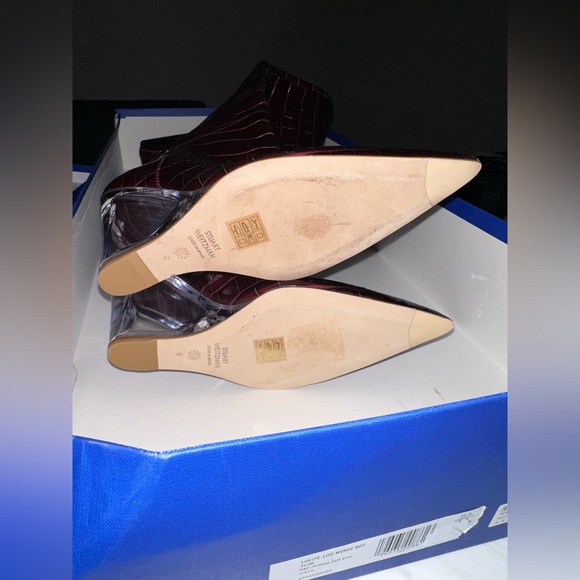 Stuart Weitzman Lucite Croc-Embossed Leather Wedge Boots - Picture 14 of 15